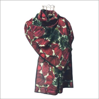 Red Poppies Silk Scarf.